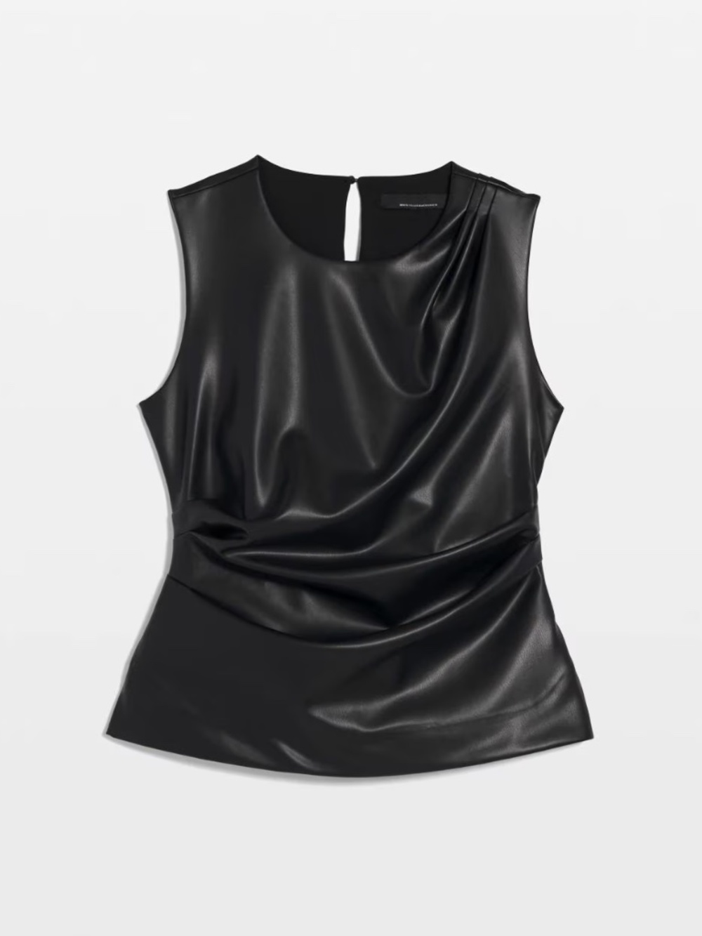 WHBM Faux Leather Draped Top Black Size S NWT